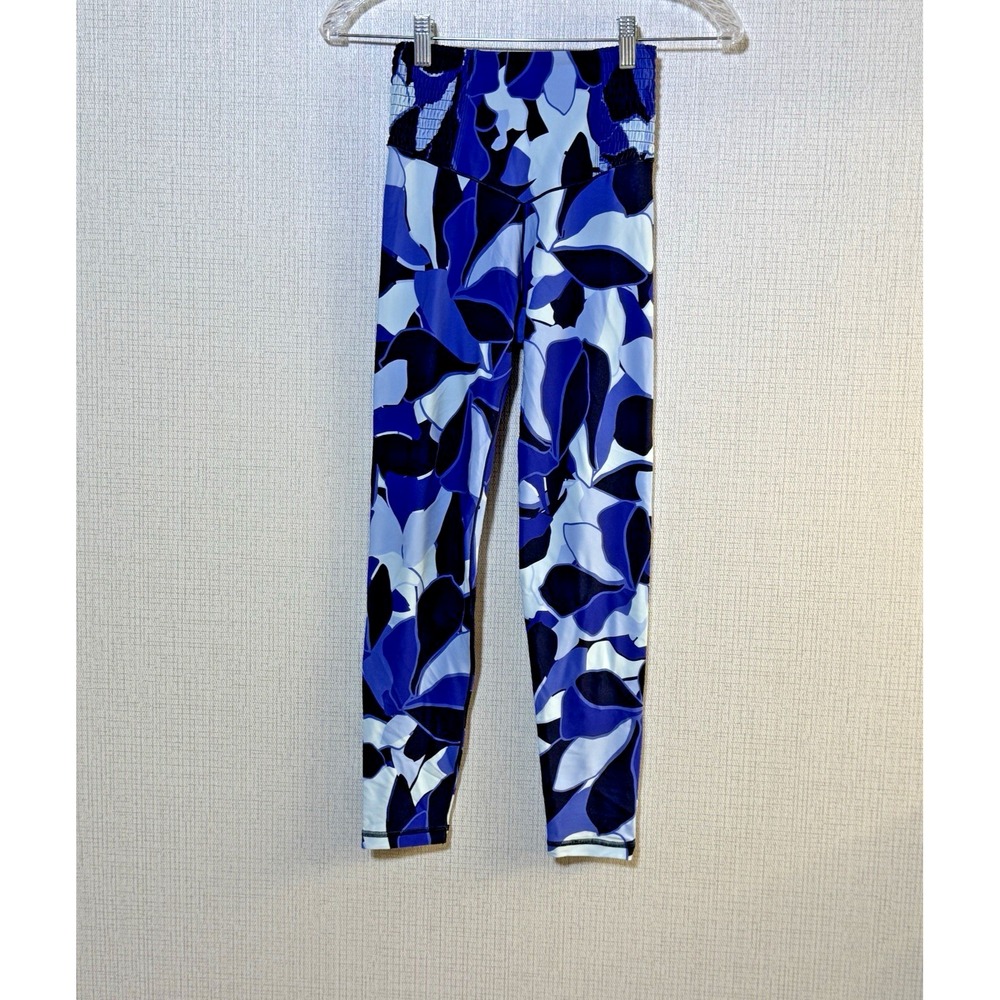 OFFLINE by Aerie Real Me Leggings Womens Small Blue Floral High Rise 7/8 Length
